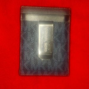 Michael Kors card carrier and money clip blue